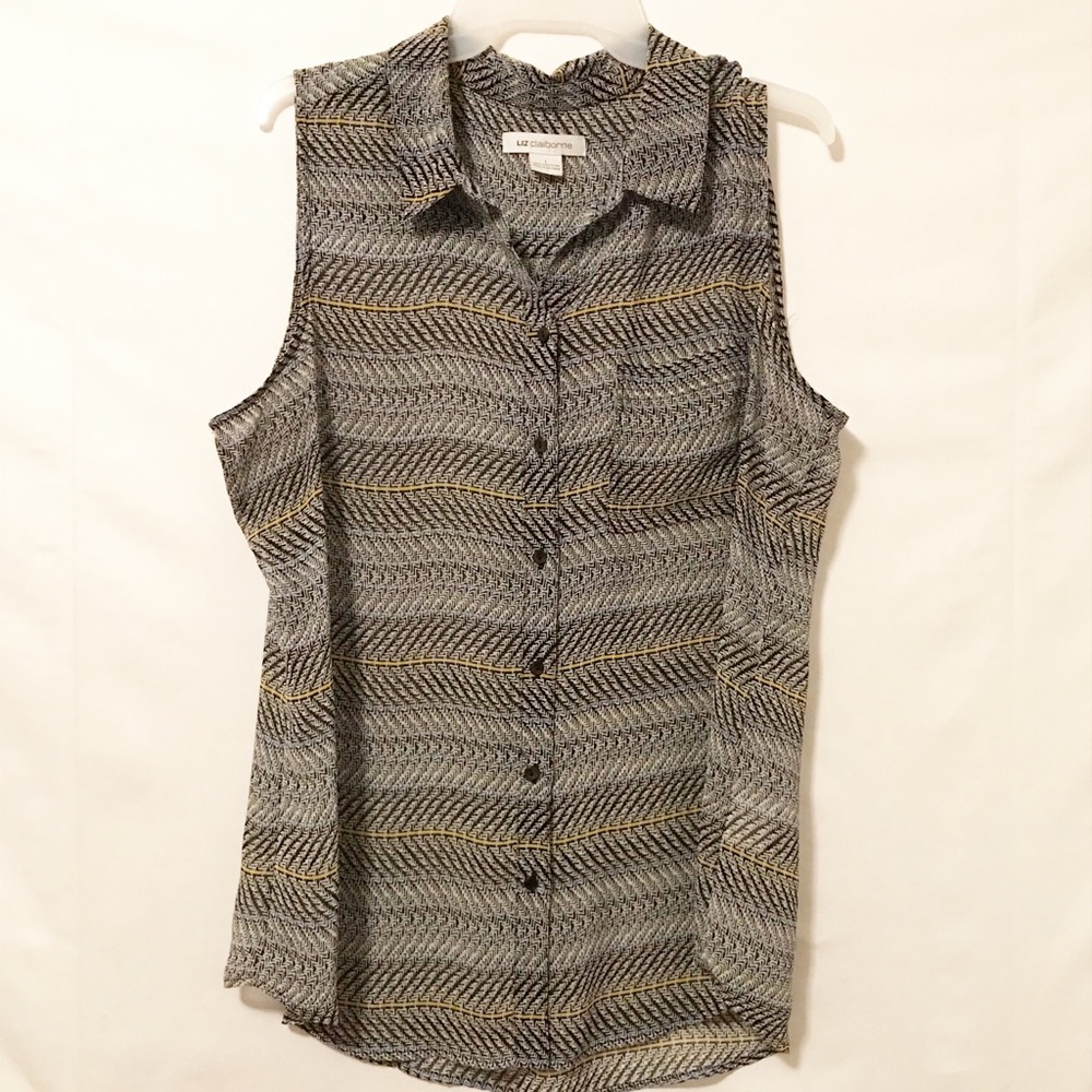 Liz Claiborne Sleeveless Semi Sheer Blouse